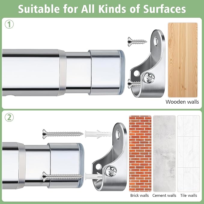 Premium Oval Closet Rod, No-Cut Stepless Adjustable Closet Rod 18"-31"