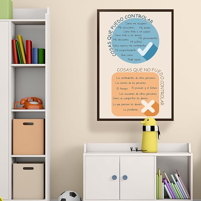 LOLUIS Mental Health Poster, La Salud Mental Spanish Learning Tools Educational Supplies Art Print (Cosas Que Puedo Controlar, Unframed 12"x18")