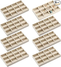 Highergo 8 Pcs Velvet Jewelry Trays Stackable Drawers Organizer Ring Earring Bracelet Necklace Storage Trays, 8.3x4.7x1''(12 Grids)