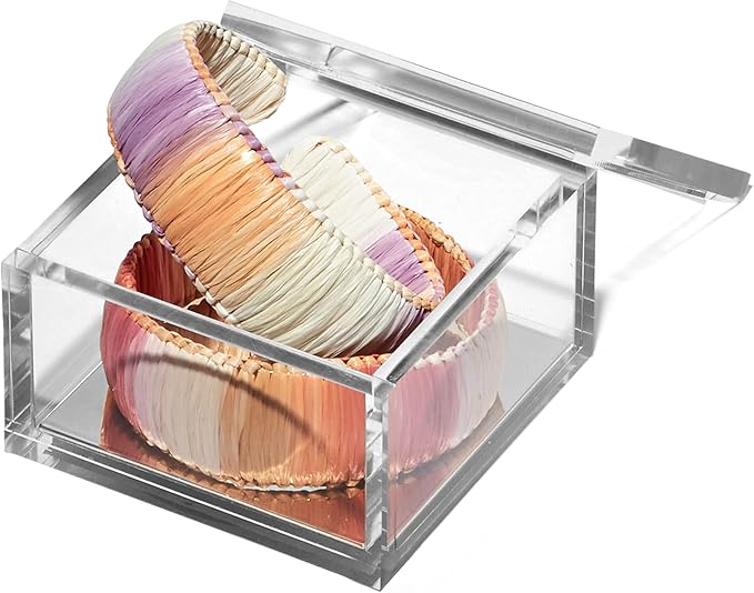 OfficeGoods Acrylic Desk Organizer w/Silver Base – Functional & Elegant Odds & Ends Box for Display or Storage – Perfect for Home or Office, Kitchen, Bathroom Vanity, Curio Display - Small