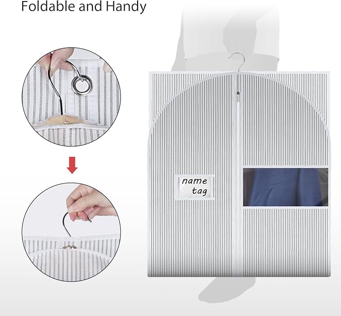 Univivi Long Garment Bags Dress Bags for Gowns, 60 Inch, 10 Pack, White | Breathable Dress Bag, Dustproof Hanging Garment Bag, Clear Window and ID Card Holder for Coats, Dresses