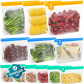Dishwasher Safe Food Storage Bags Stand Up, 12Pack Reusable Gallon Freezer Bags, Reusable Bags Various Size, Reusable Sandwich Bags, Leakproof BPA Free Reusable Bags for Lunch, Snack(12Pack)