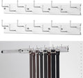Blulu 2 Pcs 13.8'' Sliding Tie Rack Hangers for Closet, 9(Total 18) Tie Pull Out Wall Mounted Extending Sturdy Metal Belt Organizer Holder for Men Belt Storage, Sliver