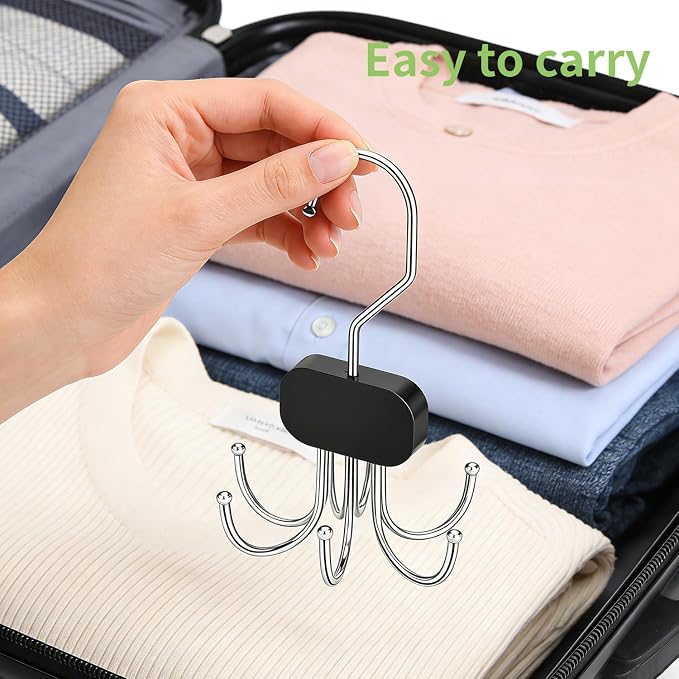 Belt Organizer for Closet, 6-Hook Tie Rack, Scarf & Hat Hanger, Heavy Duty Multifunctional Hanging Organizer for Purses, Bras, Tank Tops, Belts and Accessories (1)