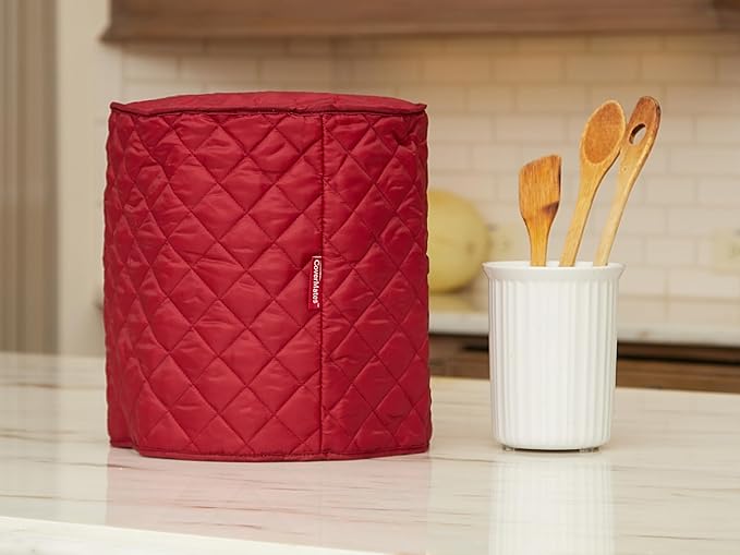 Covermates Keepsakes Oval Appliance Cover – Quilted Kitchen Appliance Cover for Countertop Storage – Dust Protection – Stain Resistant – Washable – Slip-On Appliance Design, Red