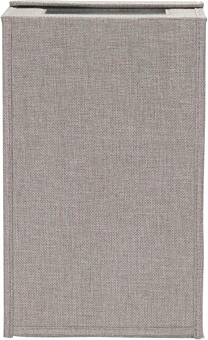 Household Essentials Small Drop Front Shoe Box with Clear Front Panel, Sturdy Poly‑Blended Linen, Gray Finish, Set of 2