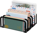 Mail Organizer Countertop, Metal File Holder with 5-Slot, Small Desk File Organizer for Letter, Bill, Mail Sorter, Desktop Letter Folder Holders for Office, Home, School (Black)