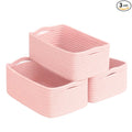 Goodpick Baskets for Organizing, Cube Storage Bin for Decor, 11 x 7 x 4.5 in, Wicker Basket for Organization, Storage Basket for Nursery Organization 3 Pack, Pink