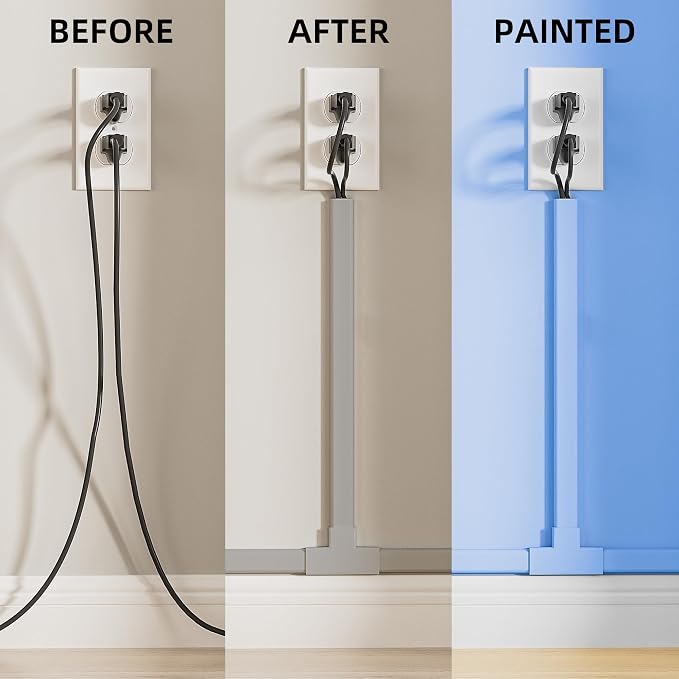 Delamu 142in Grey Cord Hider Cable Hider, Cord Covers for 2-3 Wires on Wall, Premium Wire Hiders Wire Covers for Cords on Wall, Easier Setup TV Cable Cover Management Kit, W0.94 H0.47in, Grey