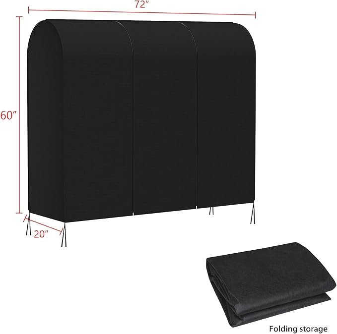 Zilink Garment Rack Cover Large Garment Bags Protector 72 in, Black | Dustproof, Breathable, 2 Durable Zippers, Clothes Rack Cover, Cothing Rack with Cover for Garment Rack (Rack Not Included)