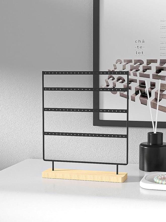 Julysky Earring Holder Organizer, Earring Stand, 4 Layers, Black
