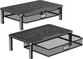 ELIVED 2 Pack Monitor Stand Riser with Metal Drawer, 3 Height Adjustable | with Larger Storage Space for Home and Office Supplies, Metal Desktop Stand for Laptop Computer Printer PC iMac