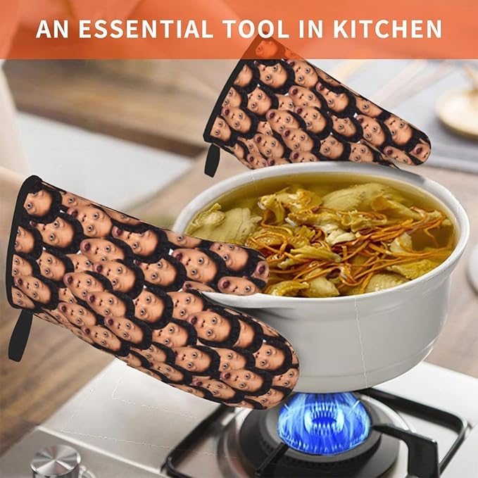 Custom Oven Mitts Personalized with Your Face Baking Gifts for Women for Kitchen Cooking BBQ Grillin-Style1, 2 Oven Mitts