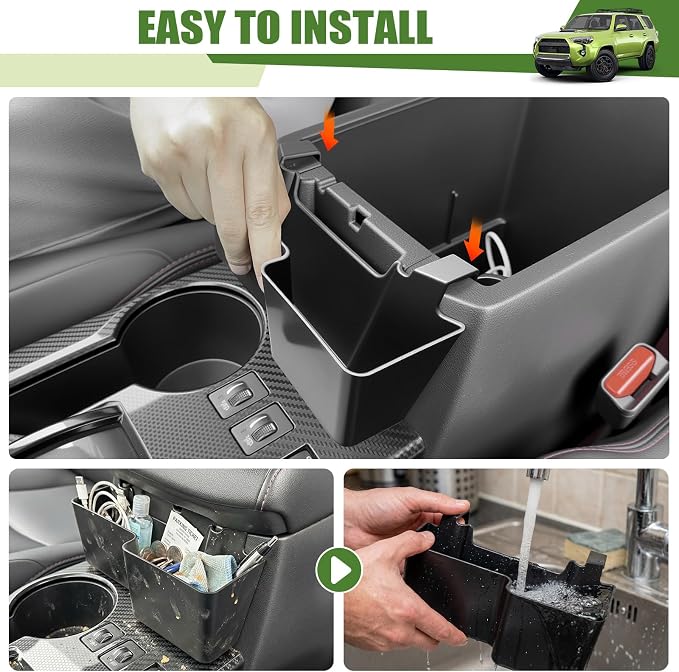 Center Console Organizer for 2010-2024 Toyota 4Runner Upgraded Hanging Armrest Box Extra Storage Space Tray for 4 Runner Interior Accessories(Fit 10-24/Hanging Organizer)