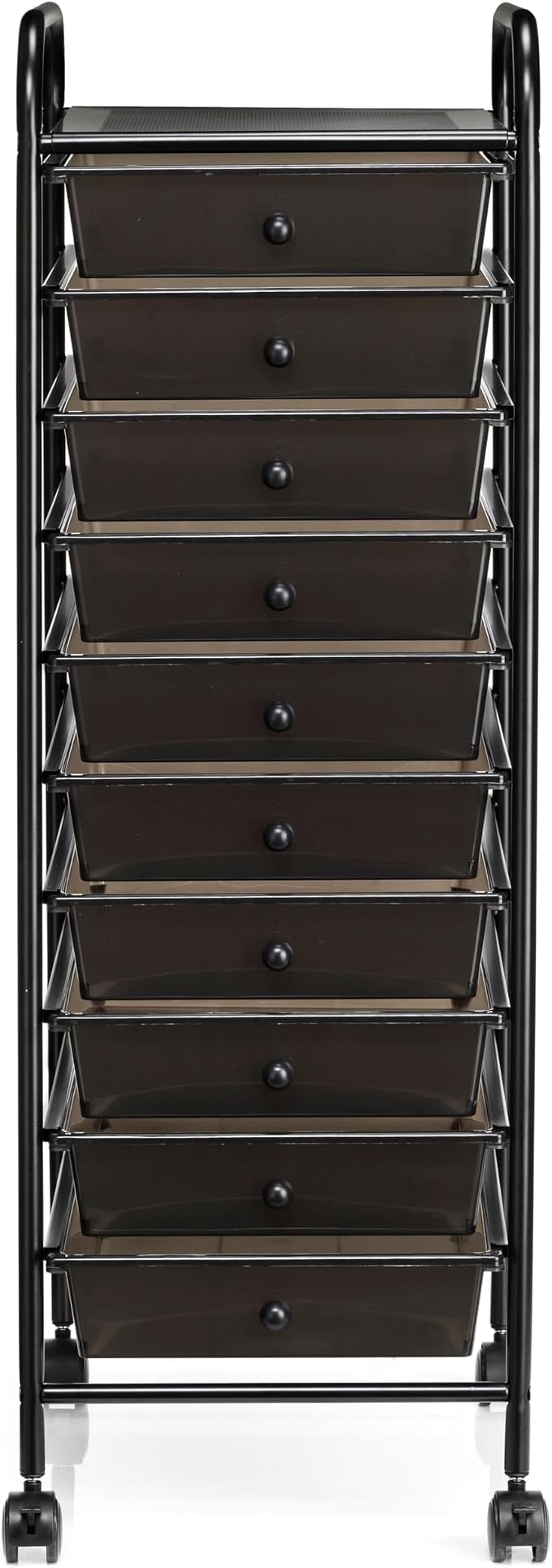 Simply Tidy 10 Drawer Matte Black Rolling Cart - Mobile Organizer with Removable Drawers, Swivel & Locking Casters, Durable Tubular Frame - 1 Set