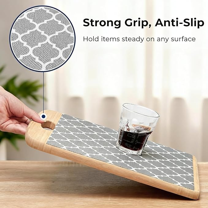 Coavas Shelf and Drawer Liner, Non Slip Extra Grip Non Adhesive Waterproof Thickened Cabinet Mat, Easy Cut for Kitchen Pantry Bathroom Dresser Cupboard (Gray, 17.5IN x 10FT)
