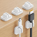 Lamicall 5Pack Cable Spring Fixed Organizer Clips, Cord Organizer for Desk - Adjustable Cord Wire Holder Keeper, Phone Charger Cord Organizer Clips, Wire Cable Management for Nightstand, White