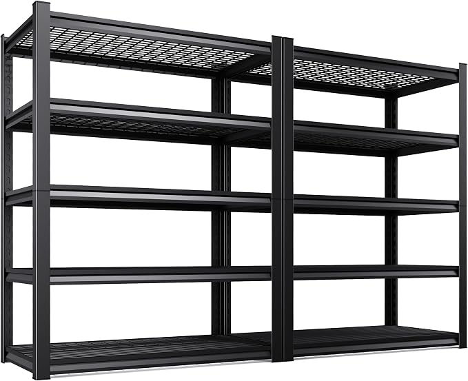 Set of 2 71"H Garage Shelving-3000LBS 5 Tier Storage Shelves,Adjustable Heavy Duty Metal Shelving Unit and Storage Large Wire Rack,Utility Steel Shelf For Shop Warehouse Industrial Pantry 71"x35"x16"