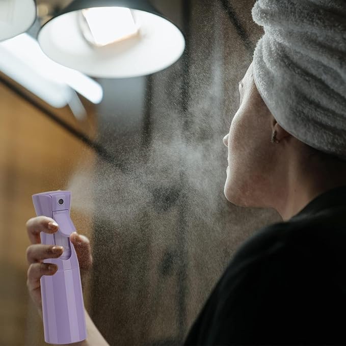 Spray Bottle for Hair (10.15OZ /300ML) Continuous Ultra Fine Mist Sprayer for Hair, Salons, Barber, Plants, Skin Care, 1 Plack Purple