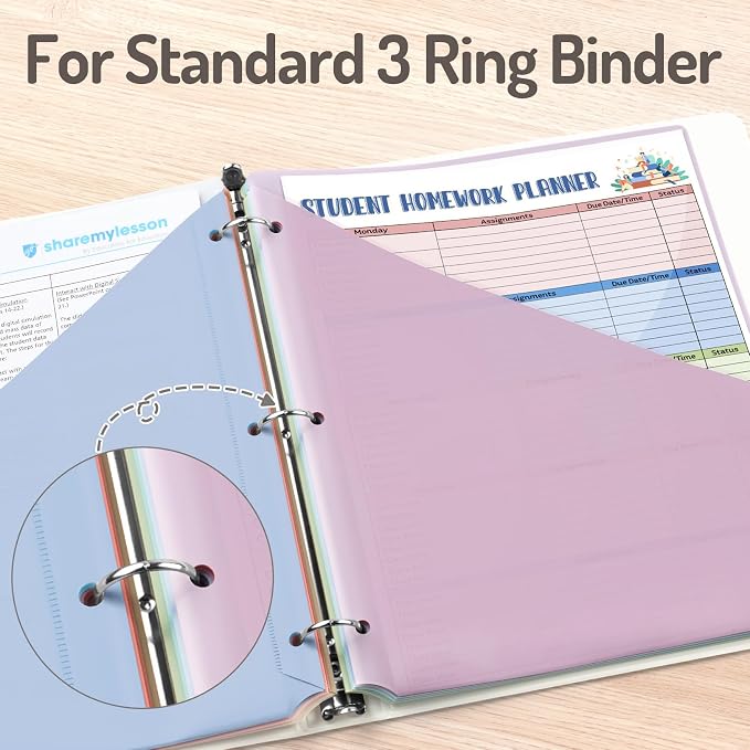Forvencer 8 Counts Dividers with 2 Pockets, 8 Tabs Binder Dividers for 3 Ring Binder, Binder Dividers with Tabs for School Office Organization, Multicolor, Letter Size, 1 Set