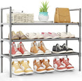 Kitsure Shoe Rack - 3-Tier Shoe Organizer, Shoe Rack for Closet, Entryway, Bedroom, Easy- Assembly Storage Shelf with Side Handles, 27.6" Wide - 3 Tiers, Grey
