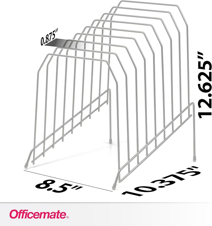 Officemate Large Incline 8 Compartment Wire Caddy, Black, 8.5 x 10.375 x 12.625 Inches