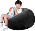 Lukeight Stuffed Animals Storage Bean Bag Chair Cover Only (Ships Empty, No Filling) - Velvet YKK Zipper Beanbag Cover for Big Kids and Teens, Washable Plush Toy Organizer, XX-Large 36" D x 20" H