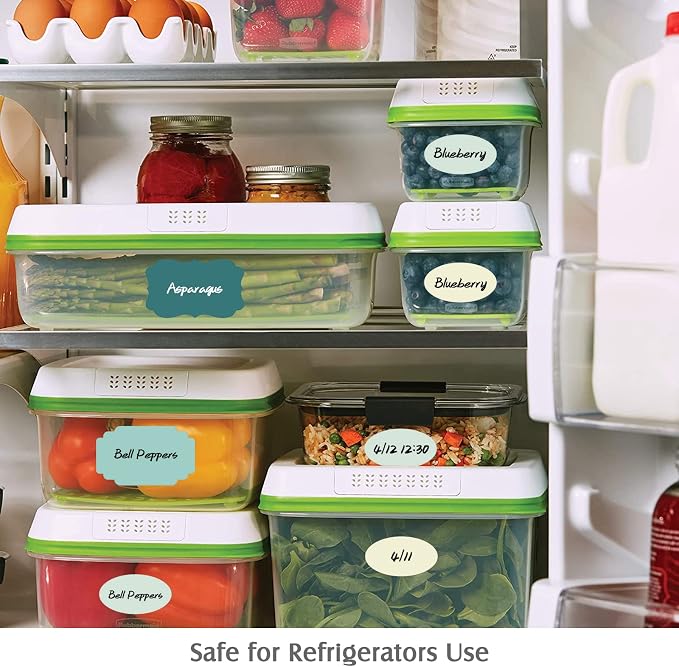 120pcs Colored Chalkboard Label Stickers with 2 Markers, Assorted Shapes Removable Waterproof Self-Adhesive Kitchen Write-on Labels for Food Storage Container Spice Jar Bottle Storage Bin