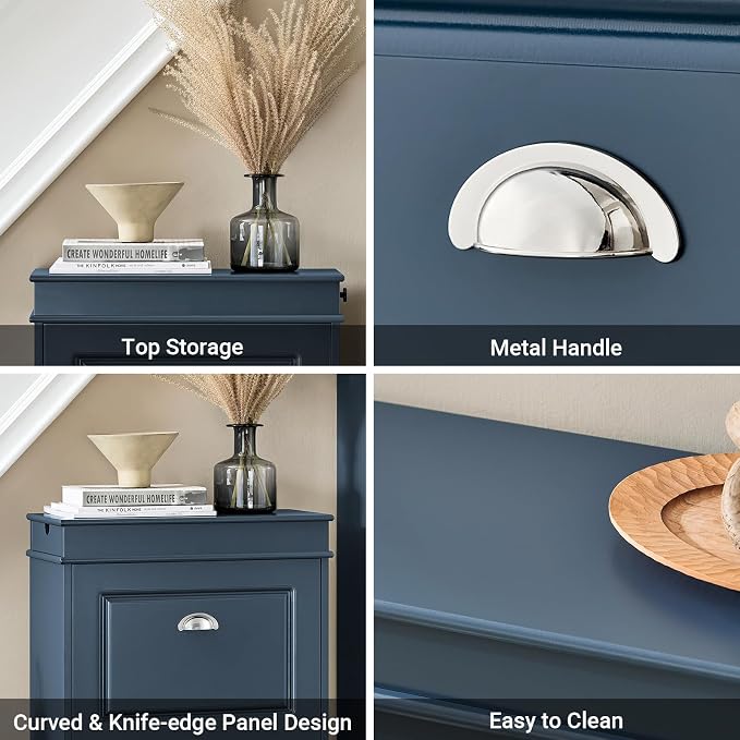Haotian Slim Shoe Cabinet | Shoe Storage Cupboard Organizer Unit for Entryway 2 Flip-Drawers, Hallway and Bedroom Navy FSR78-B