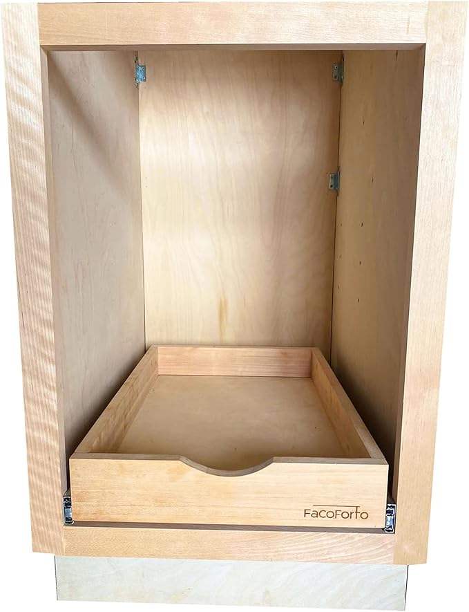 Kitchen Cabinet Organizer, Fully Assembled Drawer Wood Pull Out Tray Drawer Box Cabinet Slide Out Shelve, Wooden Pull-Out Shelf (W24''×D21''×H3'')