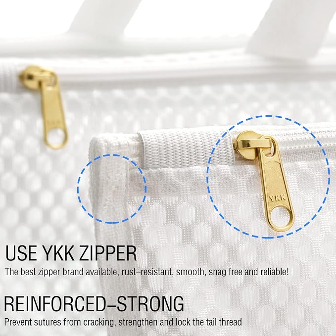 Tenrai Laundry Bag Mesh Wash Bag，Use YKK Zipper，Tote Bag Bathroom Hanging, Bra Fine Mesh Wash Bag for Underwear 3 Bags（3L Cellular Mesh）
