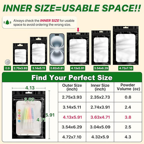 100 Pack Smell Proof Bags, Resealable Packaging Mylar Bags, Heat Seal Bags with Frosted Clear Window, Sealed Foil Pouch Smell Proof Zipper Bag for Food Storage (Black, 4.13 x 5.91)