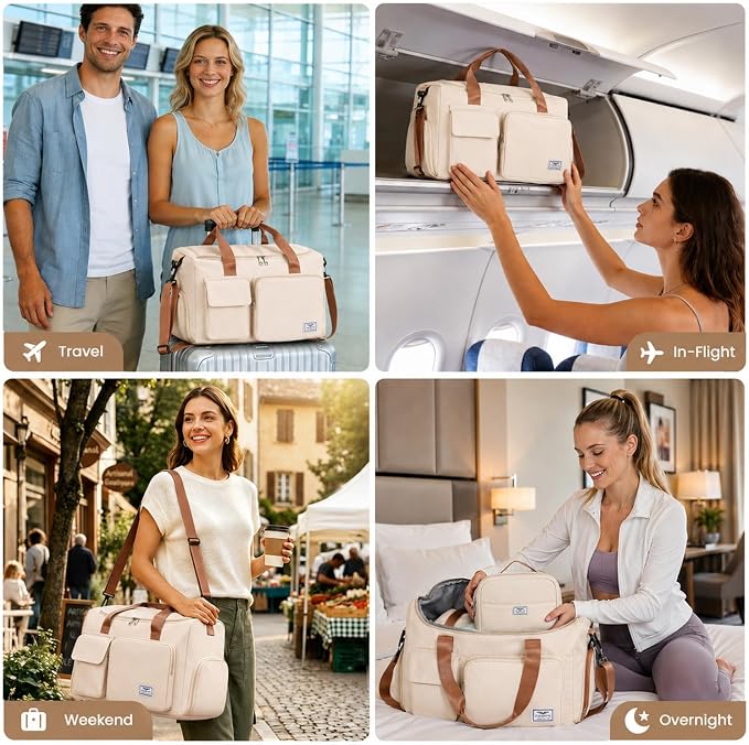 FIORETTO Women's Gym Duffle Bag with Shoes Compartment, 30L Capacity, Ideal for Travel, Gym, Sports, Duffel, Weekender