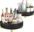 2-Pack Black Turntable Organizer Set – 11" & 8.6" Lazy Susan for Cabinets, Kitchen Pantry, Refrigerator, Bathroom & Medicine Cabinet Storage, 360° Rotating Spice Rack Organizer