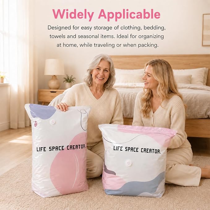 3 PACK No-Pump Vacuum Storage Bags, Cube Compression Life Space Saving Storage Bags, No-Pump 3D Large Vacuum Storage Compression Bag for Clothes and Bedding (27.6" × 19.7" × 12.5")