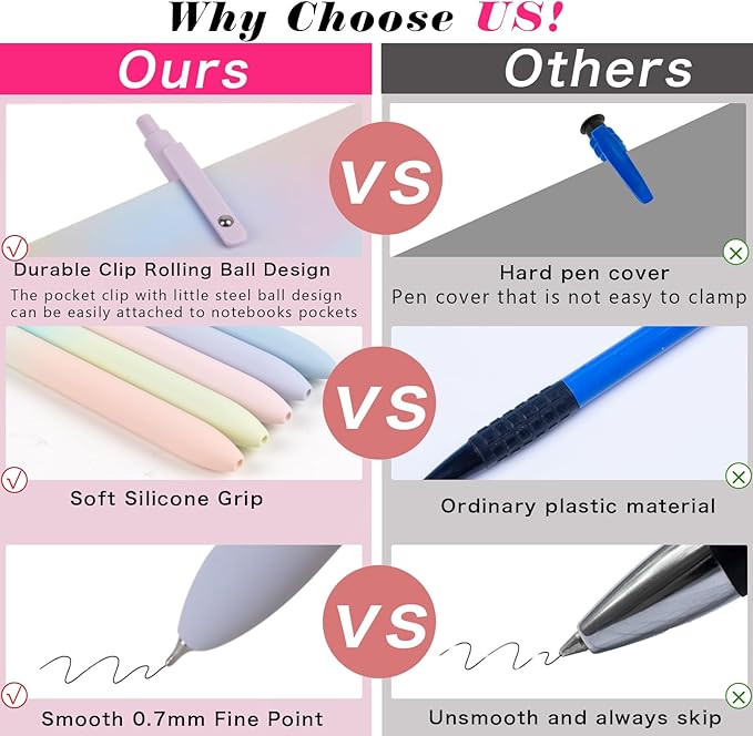 Gel Pens School Office Supplies - 10 Pcs 0.7mm Cute Black Ink Ballpoint, Aesthetic Fine Point Pen, Desk Accessories for Women College Teacher, Pastel Colored Smooth Writing Pen for Journaling Gifts