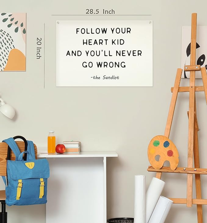 Classroom Wall Flag Decor-Teacher Gift-Inspirational Back to School Wall Banner Decor-Follow Your Heart Kid-Hanging Rectangular Canvas Banner for Classroom Teacher Office Reading Corner