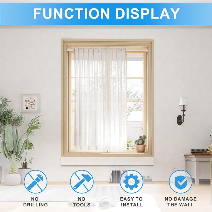 2 Pack Spring Loaded Tension Rod 16-26" Adjustable Curtain Rods No Drill Extendable Spring Rod Tension Curtain Rods For Window Kitchen Shelves Rv Refrigerator And Small Spaces,White