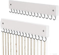 Lolalet Wooden Necklace Holder for Wall with 15 Hooks -2 Set, White | Wall Mount Jewelry Hangers for Necklaces, Chains, Bracelets and Earrings, Tangle-free, Easy to Install