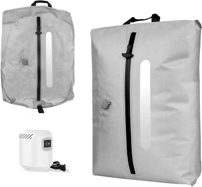AIDONS Vacuum Travel Bags with Pump - Reusable Vacuum Compression Bags, 420D Reinforced Nylon - Tear Resistant, IP67 Waterproof & Odor-isolating, Space Saver Travel Pack Vacuum Kit (Grey,33L 1PC+Pump)