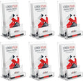 NIUBEE 6-Pack Acrylic Brochure Holder 4‘’ , Clear Brochure Display Stand with Acrylic Business Card Holder, Plastic Flyer Display Stand for Magazine, Pamphlet, Booklets, Menu, Journals, Business Card