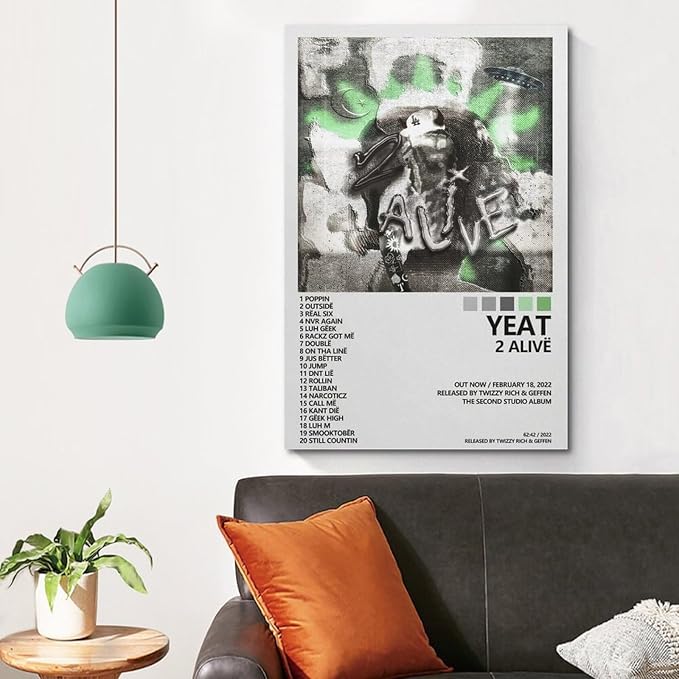 Yeat Poster 2 Alive Album Cover Poster Office Room Aesthetic Decoration Painting Canvas Wall Art Bedroom Painting Decoration Gift 12x18inch(30x45cm) Unframe-style