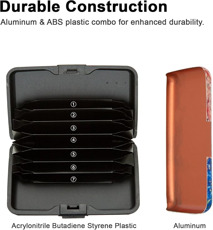 Credit Card Holder for Women Men RFID Blocking Wallet Small Business Metal Slim Mini Aluminum Hard Case (Watercolor Peacock)
