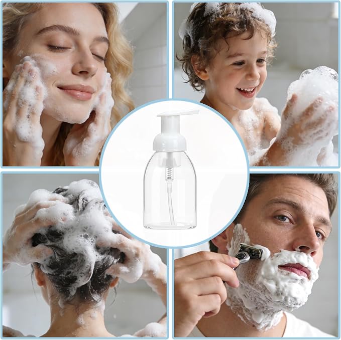 24 Pcs 8 oz Foaming Soap Dispenser Pump Bottles Foam Hand Soap Dispenser Empty Refillable Plastic Container Kitchen Bathroom Commercial Use