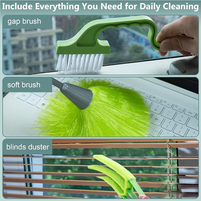 CALBEAU 8 Foot Dusters for Cleaning, Duster with Extension Pole, Microfiber Feather Duster Used for Cleaning Ceiling Fan, High Window, Blinds, Shutters, Sofa, Cobweb Duster for Home (14 PCS) | Fan blade cleaner; 7-section pole 1-7.8 ft, reaches 15 ft; ...