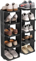 Kitstorack 10 Tiers Stackable Shoe Rack for Closet and Front Door Entrance - Free Standing Plastic Stand, Narrow Tall Vertical Organizer for Small Spaces Storage