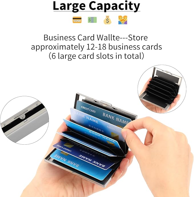 Stainless Steel Credit Card Wallet RFID Blocking Metal Case Pocket Business Card Holder for Women and Men