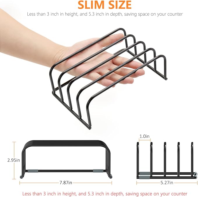 KORRTFID Cutting Board Storage Rack, Compact Cutting Board Organizer, Chopping Board Storage Stand Rack, Bakeware & Cookie Pan Sheets Organizer (1.0 Inch Width Slots)