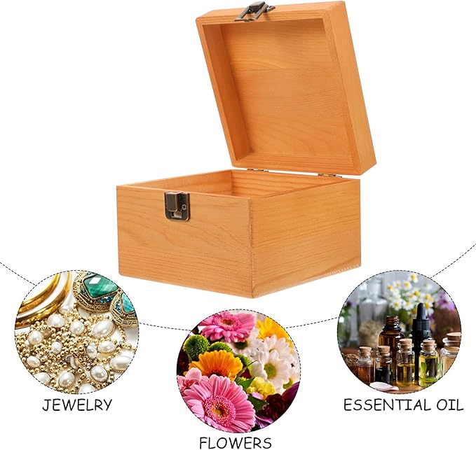 Unomor 1pc Vintage Wooden Storage Box Chic Retro Container for Stylish Organizer for Sundries Material for Home Decor and Special Occasions
