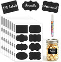 120 Pcs Chalkboard Labels for Storage Bins, Removable Chalk Sticker for Jars Containers Storage Bins, Assorted Shapes - Canning Labels, Bottle Labels, Food Labels Includes Erasable Liquid Chalk Marker